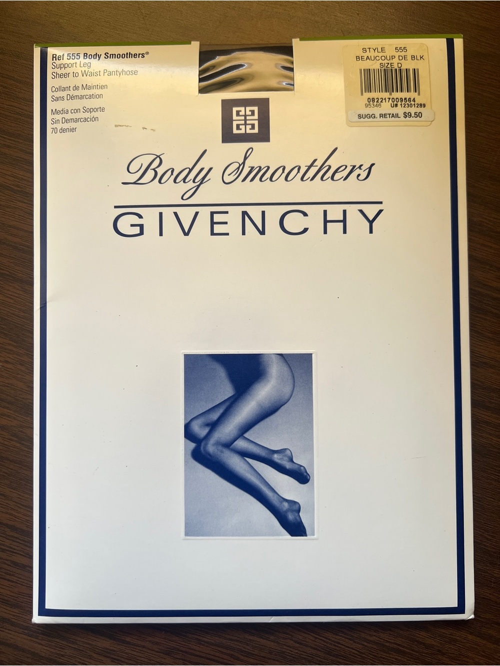 NIB Vintage Givenchy ‘Body Smoothers’ Pantyhose in Beaucoup de Black - Size D